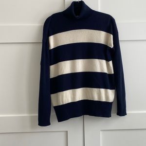 J. Crew 100% cashmere stripped turtleneck sweater.